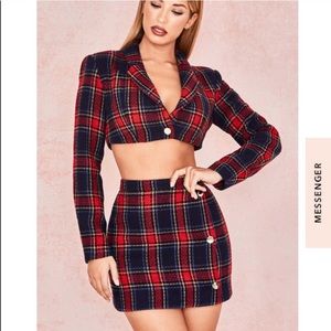 House of CB Rania two piece plaid skirt set NWT M